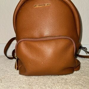 Michael Kors Tan Erin Medium Pebbled Leather Backpack